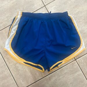 Nike dri-fit shorts womens L blue yellow athletic